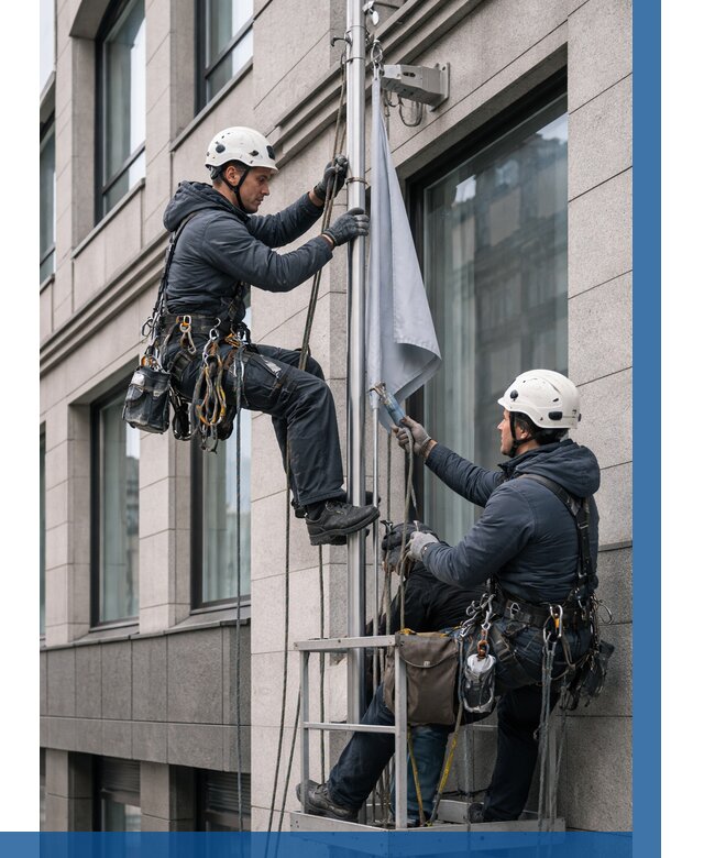 Установка флагов на фасаде в Минусинске от 4572 р. | ВЫСОТНИК-Мнс