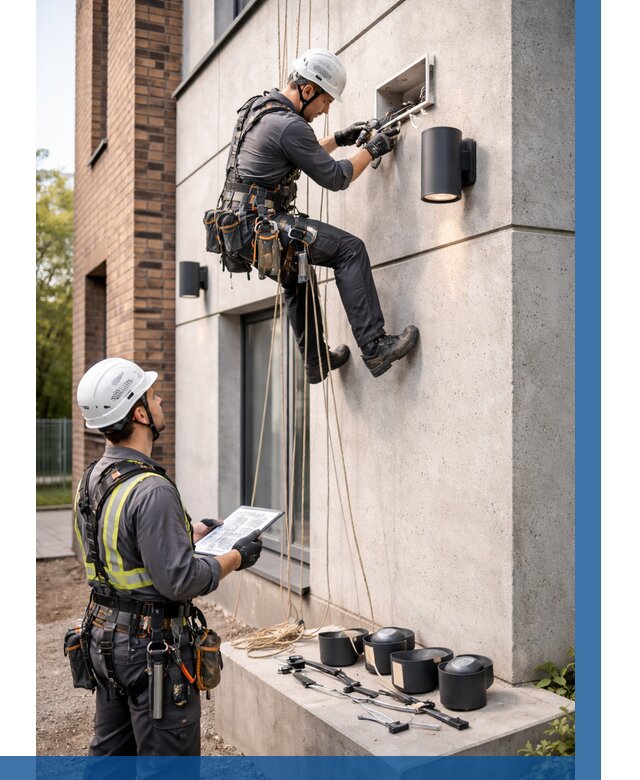 Монтаж фасадного освещения в Минусинске от 2540 р. | ВЫСОТНИК-Мнс