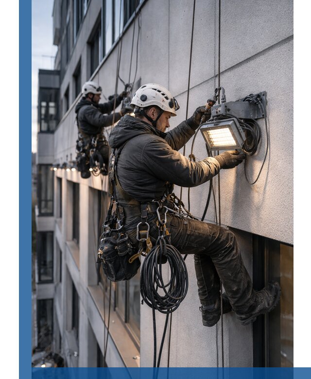 Монтаж фасадного освещения в Минусинске установка и подключение