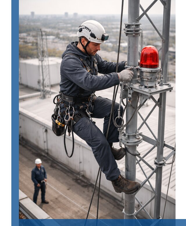 Монтаж заградительных огней и обслуживание объектов в Минусинске