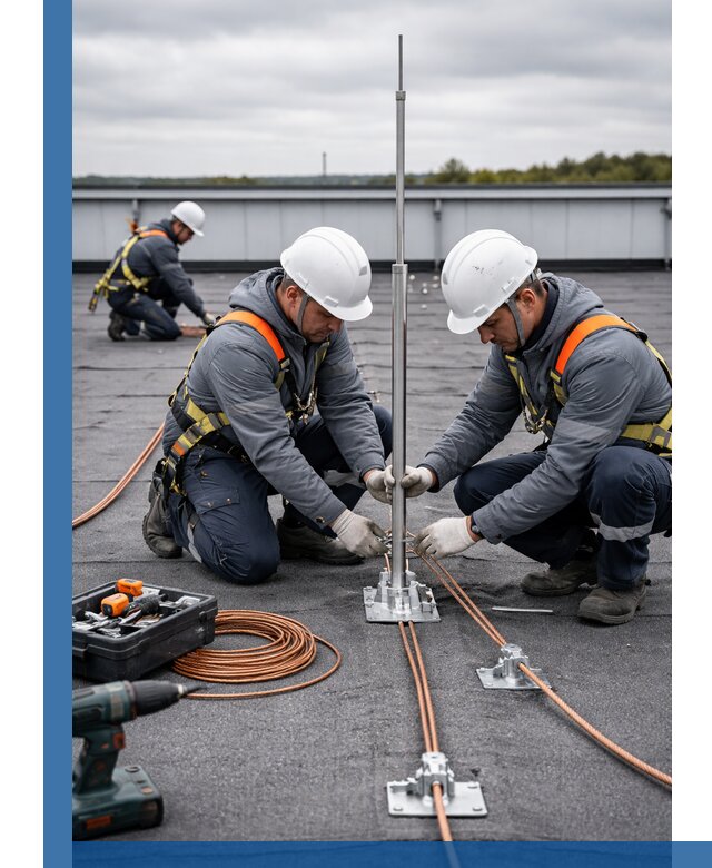 Монтаж молниезащиты на кровле в Минусинске под ключ с гарантией