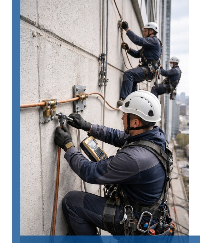 Монтаж системы заземления здания и молниезащиты в Минусинске