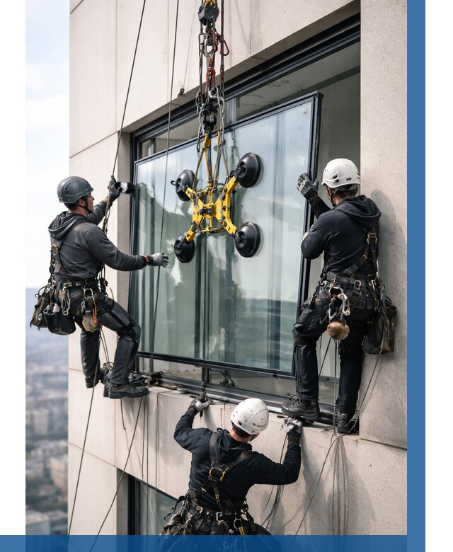 Монтаж стеклопакетов на высоте в Минусинске от 3252 р. | ВЫСОТНИК-Мнс