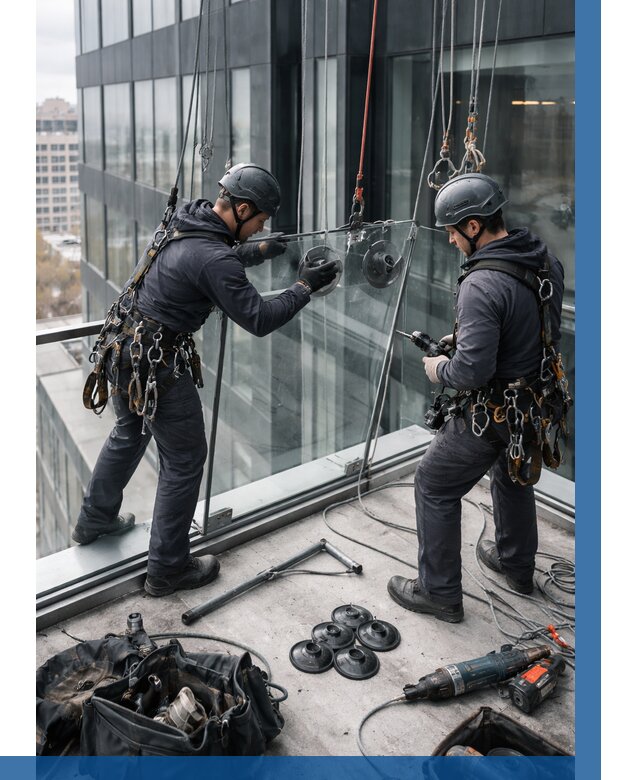 Монтаж стеклянных ограждений в Минусинске от 2540 р. | ВЫСОТНИК-Мнс