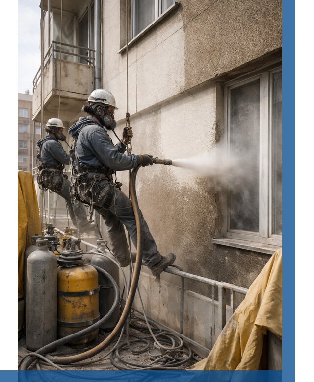 Пескоструйная очистка фасада в Минусинске от 660 р. | ВЫСОТНИК-Мнс