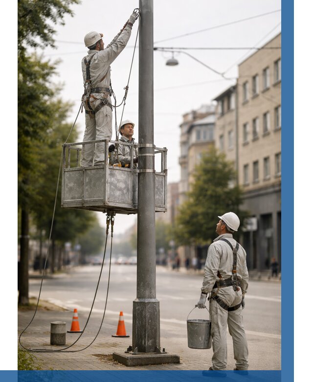 Покраска опор освещения в Минусинске от 5081 р. | ВЫСОТНИК-Мнс