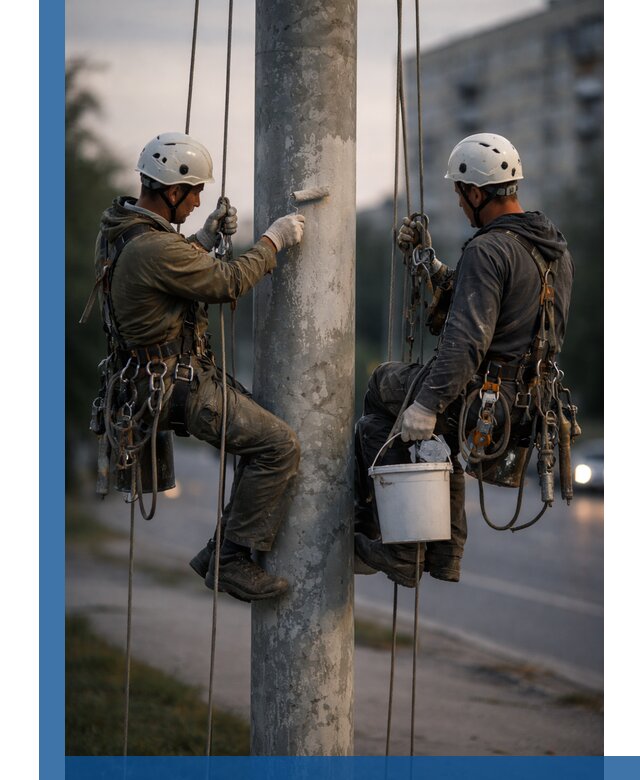 Покраска опор освещения и антикоррозийная защита в Минусинске