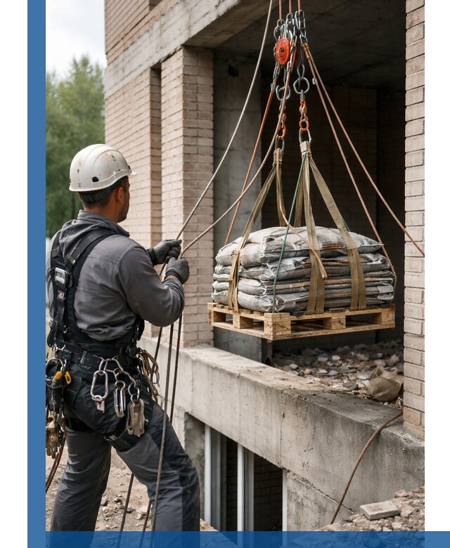 Подъем материалов на этаж веревками в Минусинске оперативно
