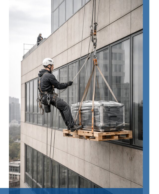 Спуск груза по фасаду в Минусинске от 3556 р. | ВЫСОТНИК-Мнс