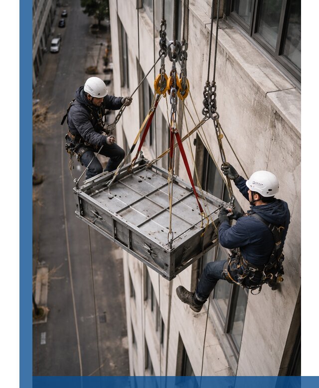 Спуск и подъем грузов по фасаду в Минусинске для зданий