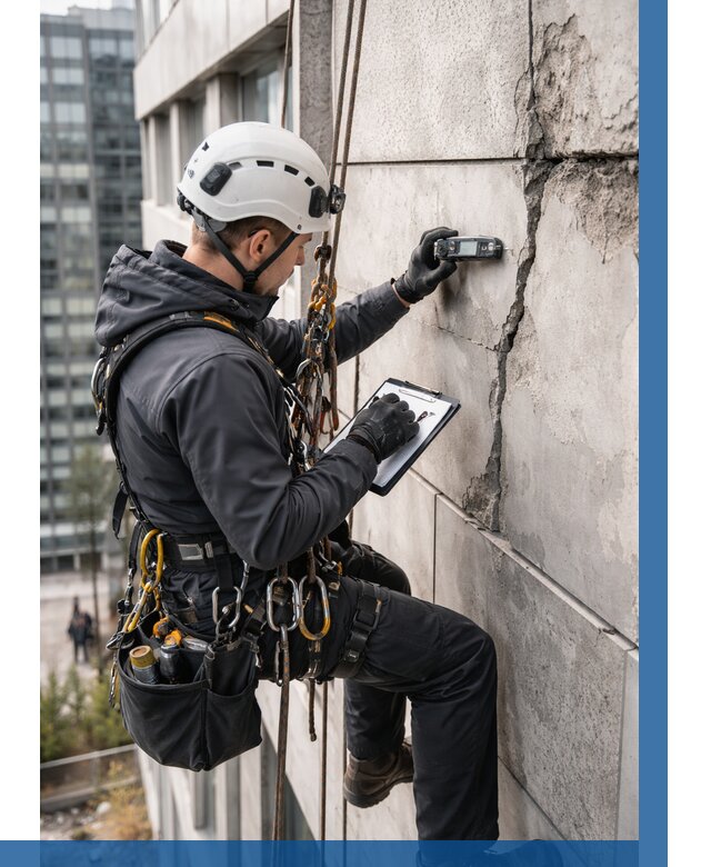 Обследование фасада альпинистами в Минусинске от 122 р. | ВЫСОТНИК-Мнс