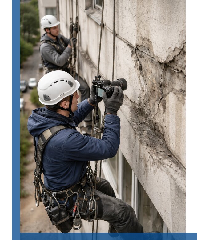 Фотофиксация дефектов фасада с высотной съемкой в Минусинске