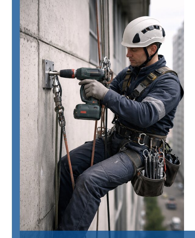 Установка анкерных точек для высотных работ в Минусинске