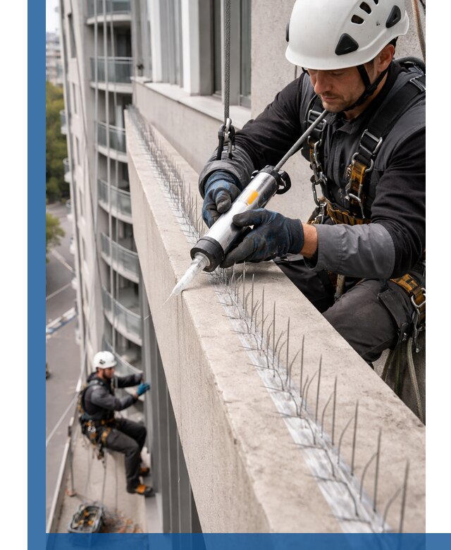 Установка шипов от птиц на фасадах и кровлях в Минусинске